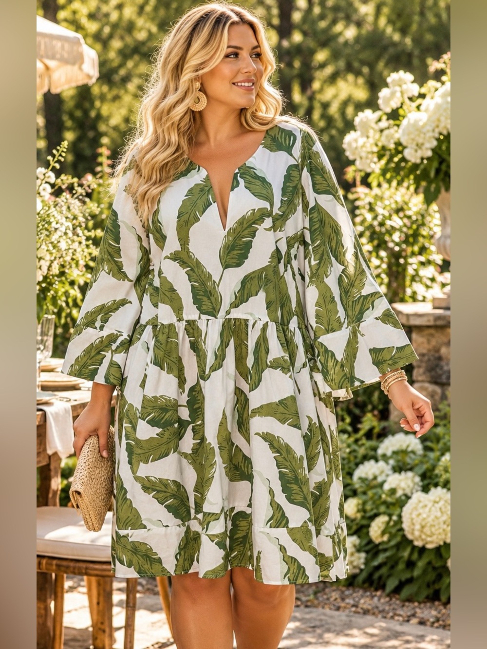NWT Belle Isle Torrid Dress 24 3XL Green Tropical Leaf Cotton Boho Shift Pockets